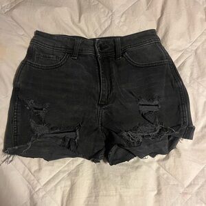 Black ripped jeans shorts size 0